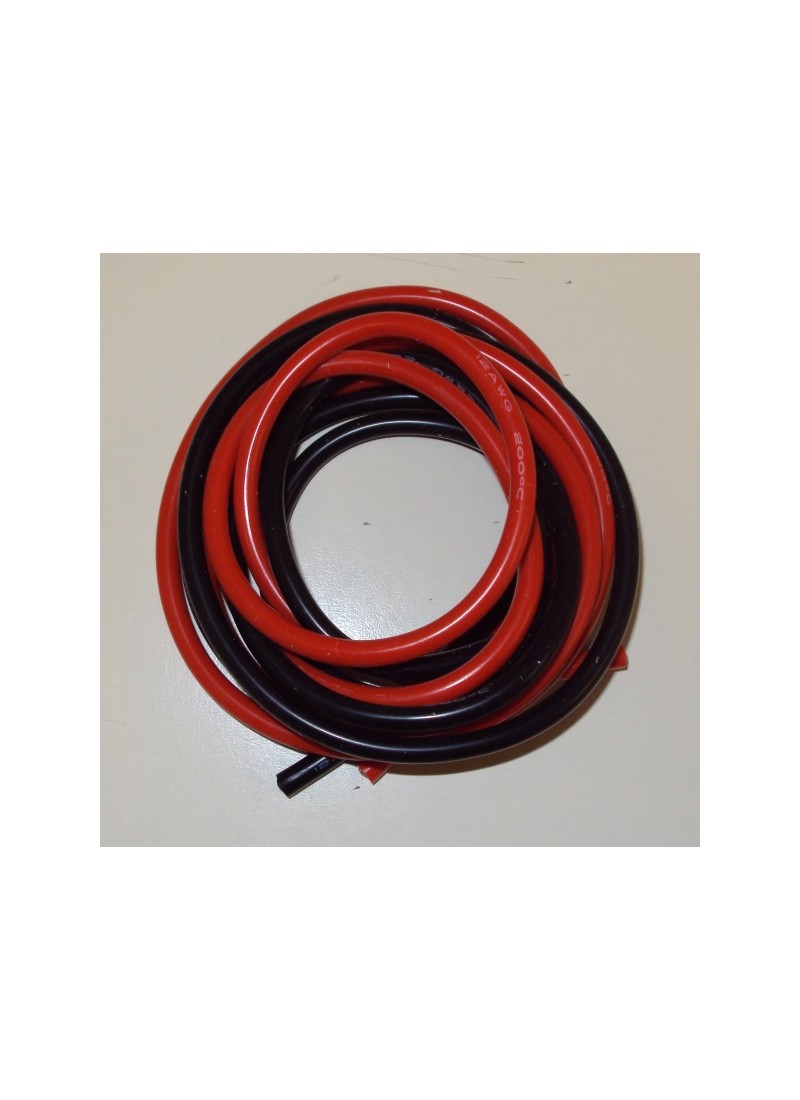Coppia cavi elettrici silicone rosso+nero 1 metro 12 AWG